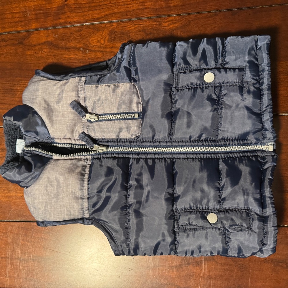 Little Lad Toddler Boys Puffer Vest Size 3T Gray‎ Blue Sleeveless Winter